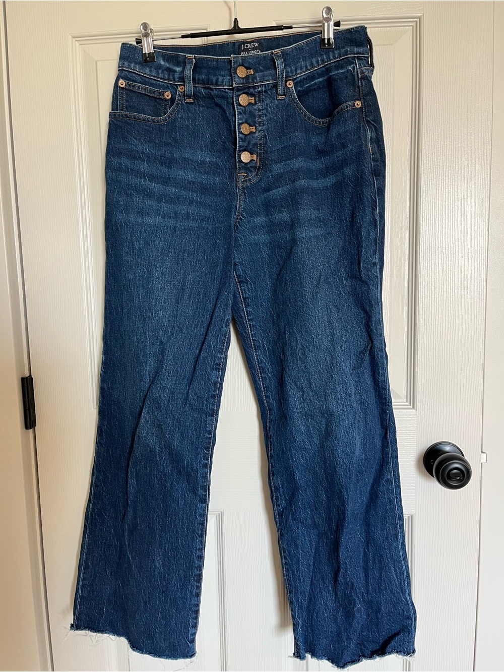 J. Crew Indigo Cropped High-Rise Wide-Leg Button-Fly Jeans
